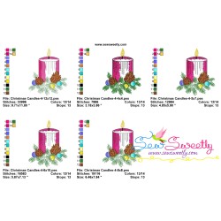 Christmas Candle-4 Light Fill Embroidery Design Pattern-2