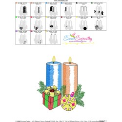 Christmas Candles-3 Light Fill Embroidery Design Pattern-3