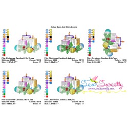 Christmas Candles-2 Light Fill Embroidery Design Pattern-2
