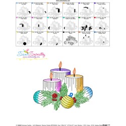Christmas Candles-2 Light Fill Embroidery Design Pattern-3