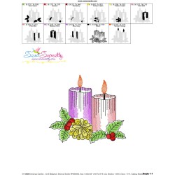 Christmas Candles-1 Light Fill Embroidery Design Pattern-3