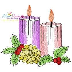 Christmas Candles Light Fill Embroidery Design Bundle-2