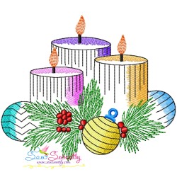 Christmas Candles Light Fill Embroidery Design Bundle-3