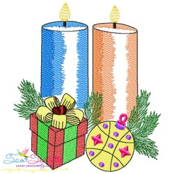 Christmas Candles Light Fill Embroidery Design Bundle-4
