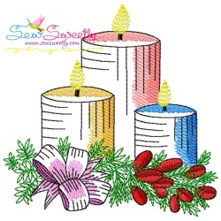 Christmas Candles Light Fill Embroidery Design Bundle-7
