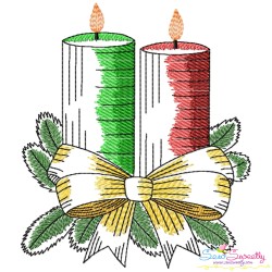 Christmas Candles Light Fill Embroidery Design Bundle-10
