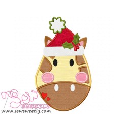 Christmas Giraffe Face Applique Design Pattern-1