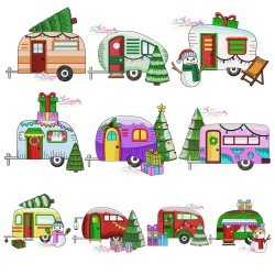 Christmas Caravans Embroidery Design Bundle-1