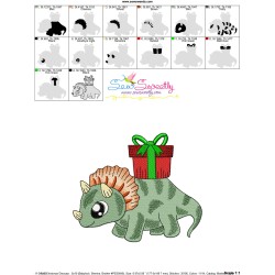 Christmas Dinosaur-5 Embroidery Design Pattern-3