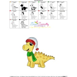 Christmas Dinosaur-3 Embroidery Design Pattern-3