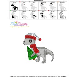 Christmas Dinosaur-2 Embroidery Design Pattern-3