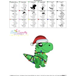 Christmas Dinosaur-1 Embroidery Design Pattern-3