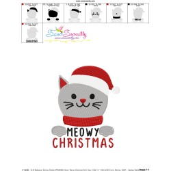 Meowy Christmas Cat Embroidery Design Pattern-3