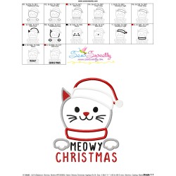 Meowy Christmas Cat Applique Design Pattern-3