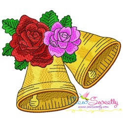 Christmas Bells And Roses Embroidery Design Pattern-1