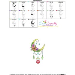Dream Catcher Flowers And Moon-10 Embroidery Design Pattern-3