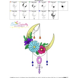 Dream Catcher Flowers And Moon-8 Embroidery Design Pattern-3