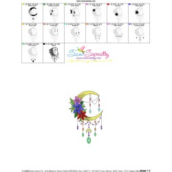 Dream Catcher Flowers And Moon-6 Embroidery Design Pattern-3
