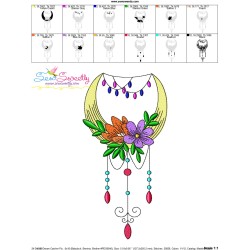 Dream Catcher Flowers And Moon-5 Embroidery Design Pattern-3