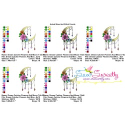 Dream Catcher Flowers And Moon-7 Embroidery Design Pattern-2