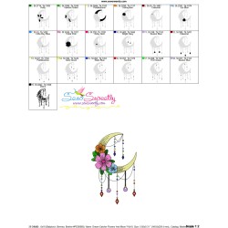 Dream Catcher Flowers And Moon-7 Embroidery Design Pattern-3