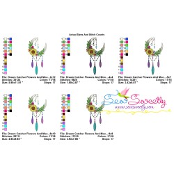 Dream Catcher Flowers And Moon-3 Embroidery Design Pattern-2