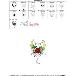 Dream Catcher Flowers And Moon-2 Embroidery Design Pattern-3