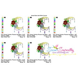 Dream Catcher Flowers And Moon-1 Embroidery Design Pattern-2
