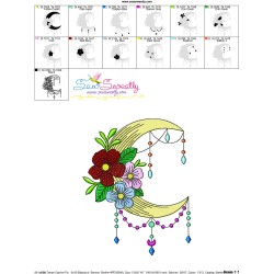 Dream Catcher Flowers And Moon-1 Embroidery Design Pattern-3