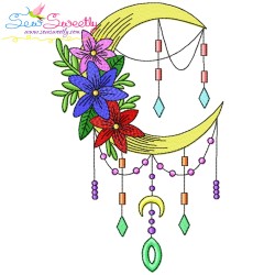 Dream Catcher Flowers And Moon Embroidery Design Bundle-7