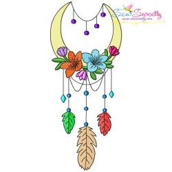 Dream Catcher Flowers And Moon Embroidery Design Bundle-10