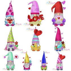 Valentine Gnomes Embroidery Design Bundle-1