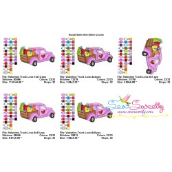 Valentine Truck Love Embroidery Design Pattern-2