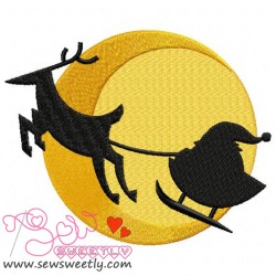 Santa Sleigh Silhouette Embroidery Design Pattern-1