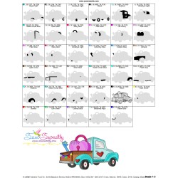 Valentine Truck Heart Lock Key Embroidery Design Pattern-3