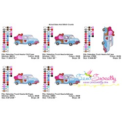 Valentine Truck Hearts Embroidery Design Pattern-2
