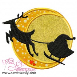 Santa Sleigh Silhouette Applique Design Pattern-1