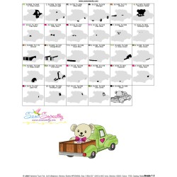 Valentine Truck Teddy Bear Embroidery Design Pattern-3