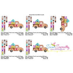 Valentine Truck Love Letters Embroidery Design Pattern-2