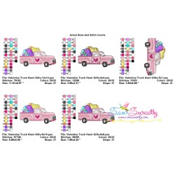 Valentine Truck Heart Gifts Embroidery Design Pattern-2