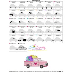 Valentine Truck Heart Gifts Embroidery Design Pattern-3