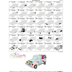 Valentine Truck Flowers Embroidery Design Pattern-3