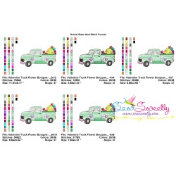 Valentine Truck Flower Bouquet Embroidery Design Pattern-2