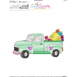 Valentine Truck Flower Bouquet Embroidery Design Pattern-4