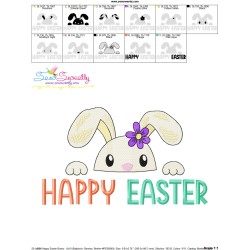 Happy Easter Bunny Peeking Embroidery Design Pattern-3