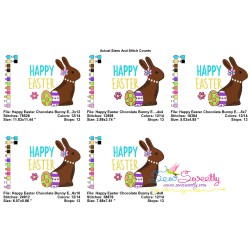 Happy Easter Chocolate Bunny Eggs Embroidery Design Pattern-2