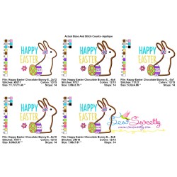 Happy Easter Chocolate Bunny Eggs Applique Design Pattern-2