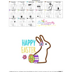 Happy Easter Chocolate Bunny Eggs Applique Design Pattern-3