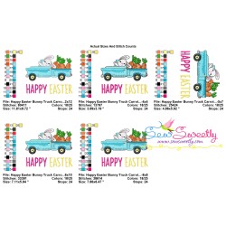 Happy Easter Bunny Truck With Carrots Embroidery Design Pattern-2