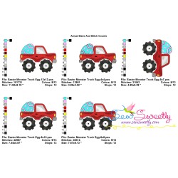 Easter Monster Truck With Egg Embroidery Design Pattern-2